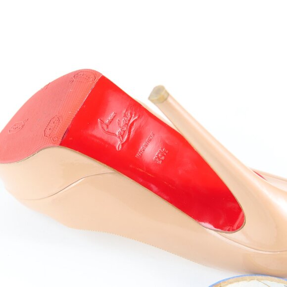 Christian Louboutin Benech Report Calf Empire/Patent - Tan Pre-Loved -Size 35.5 - Picture 5 of 6